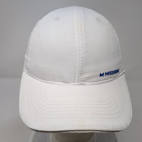 Mission Strapback Baseball Hat Solid White One Size Adjustable 6 Panel - Picture 2 of 9